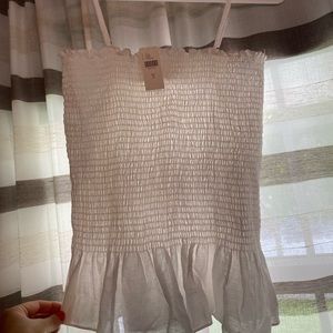 NWT Anthropologie Maeve White Tank top . Sz S . Peplum bottom .